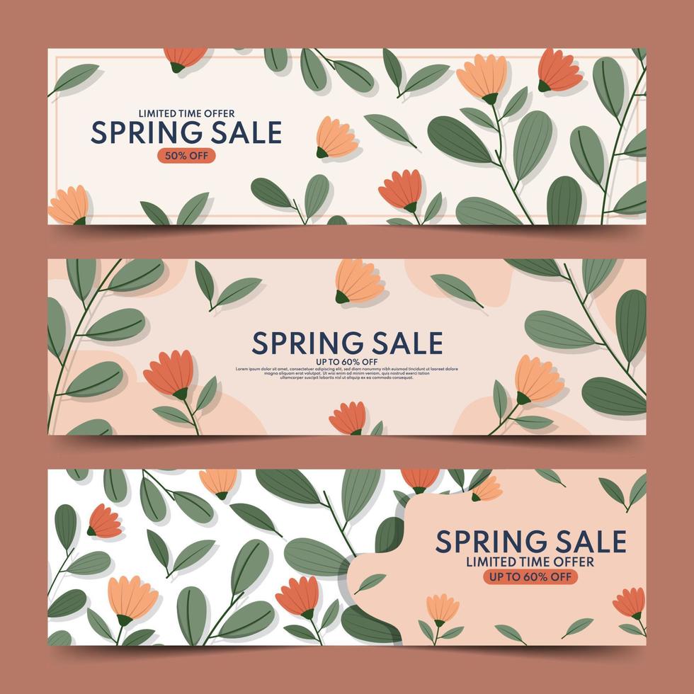 Spring Sale Banners With Flowers vector