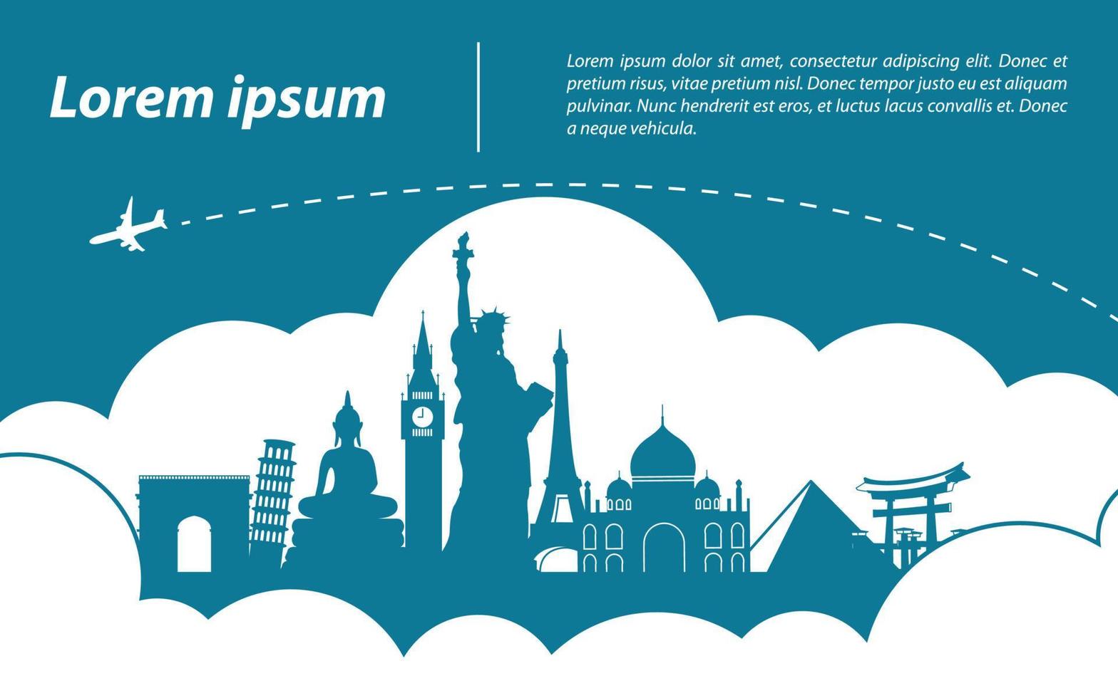 world famous landmark silhouette style around with cloud,trip and tourism vector