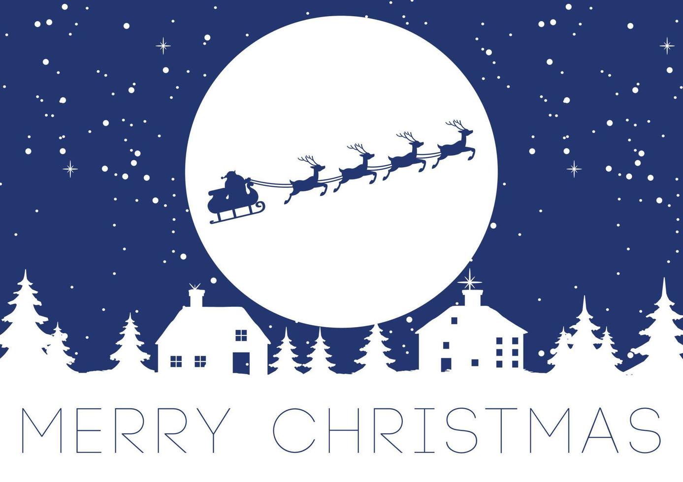 santa fly over the skyscraper on xmas night vector