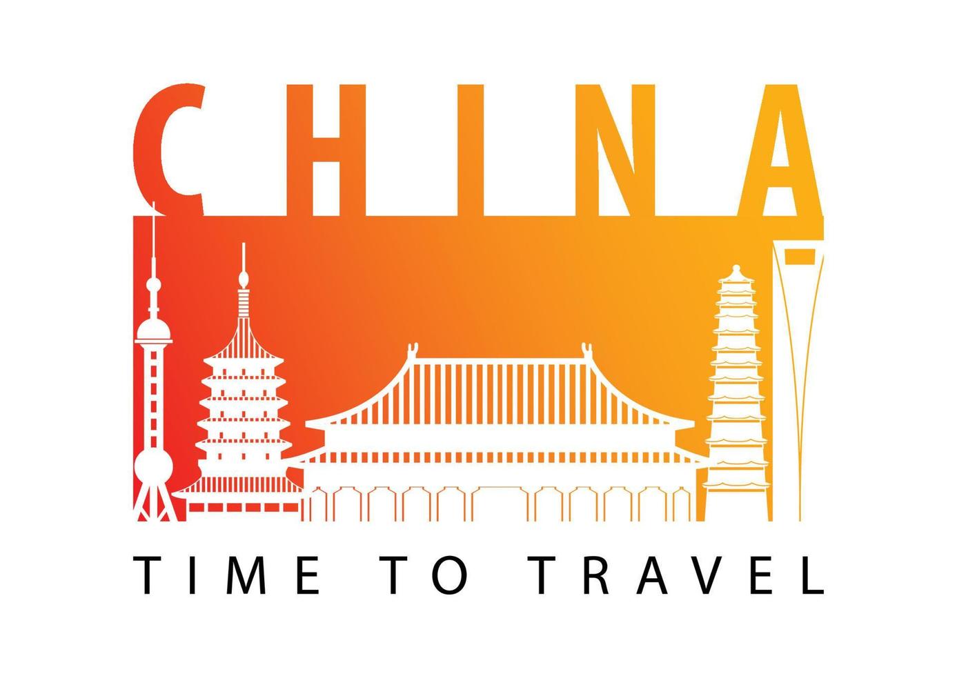 China famous landmark silhouette style,vector illustration vector