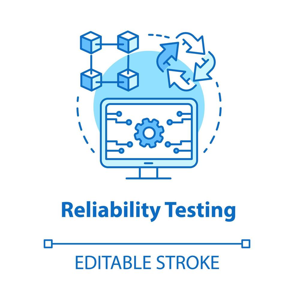Reliability testing turquoise concept icon. Software development idea thin line illustration. App programming. Failure-free perfomance. IT project. Vector isolated outline drawing. Editable stroke