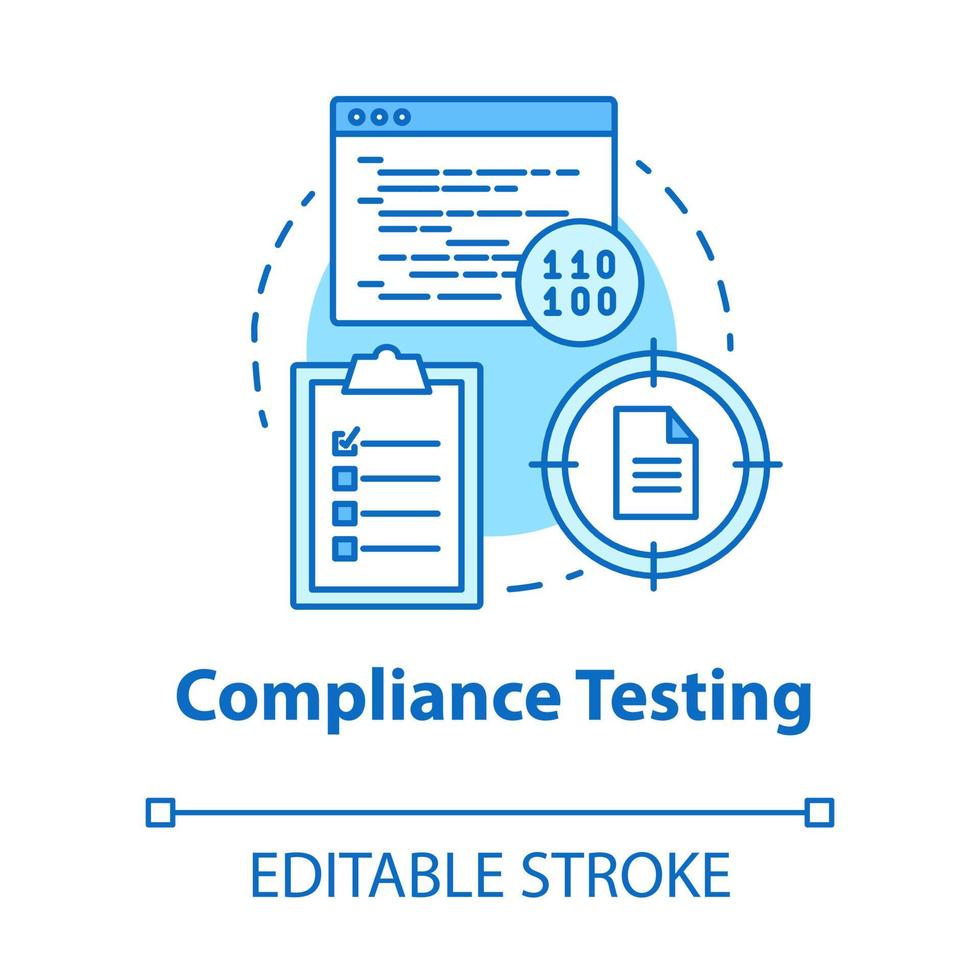 Compliance testing turquoise concept icon. Software development stage idea thin line illustration. Conformance testing. App programming. System check. Vector isolated outline drawing. Editable stroke