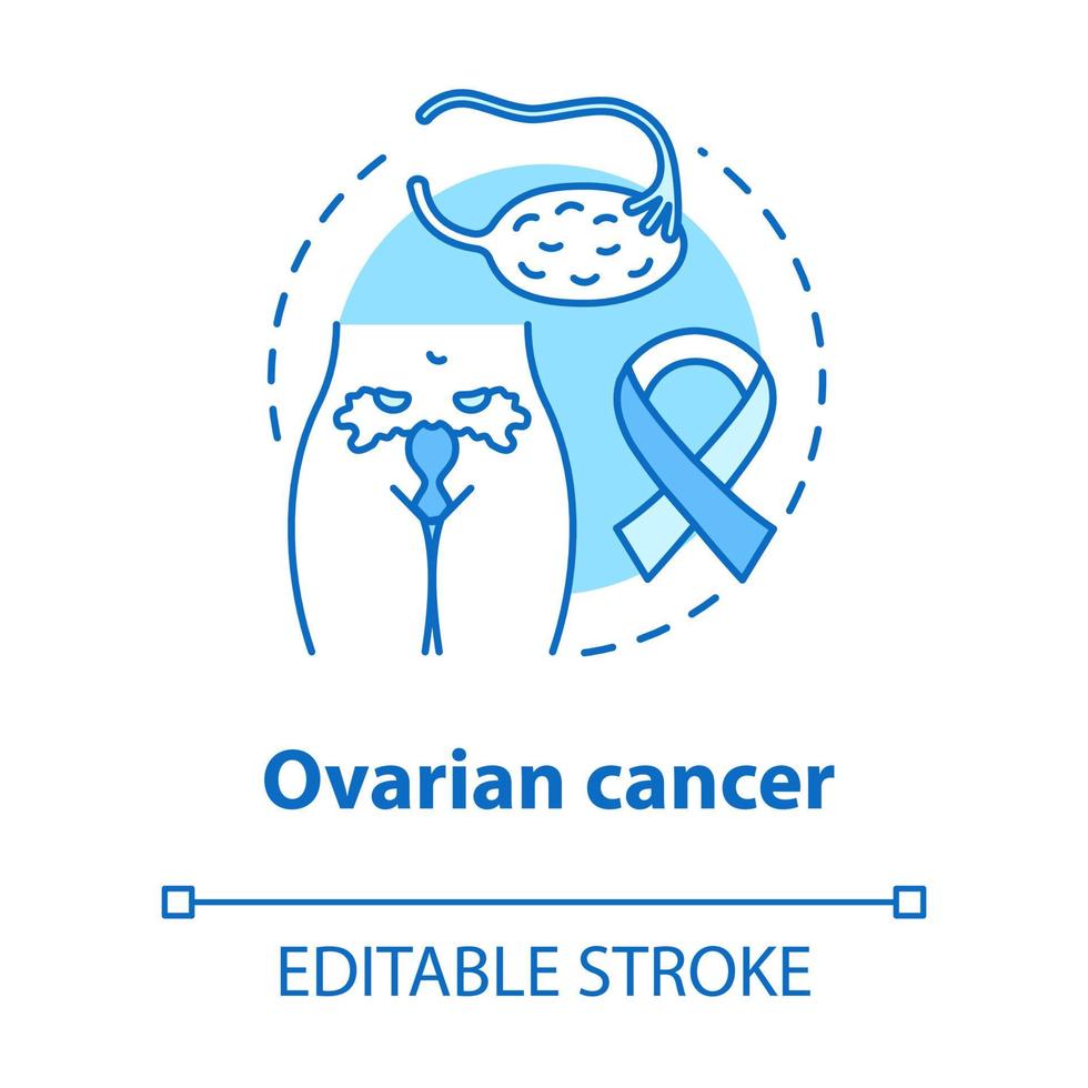 Ovarian cancer concept icon. Oncology idea thin line illustration. Women healthcare, reproductive system. Oncological disease, gynecology. Vector isolated outline drawing. Editable stroke