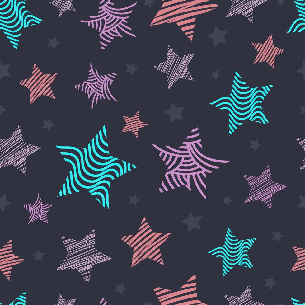 Hand Drawn Seamless Pattern Stars Background vector