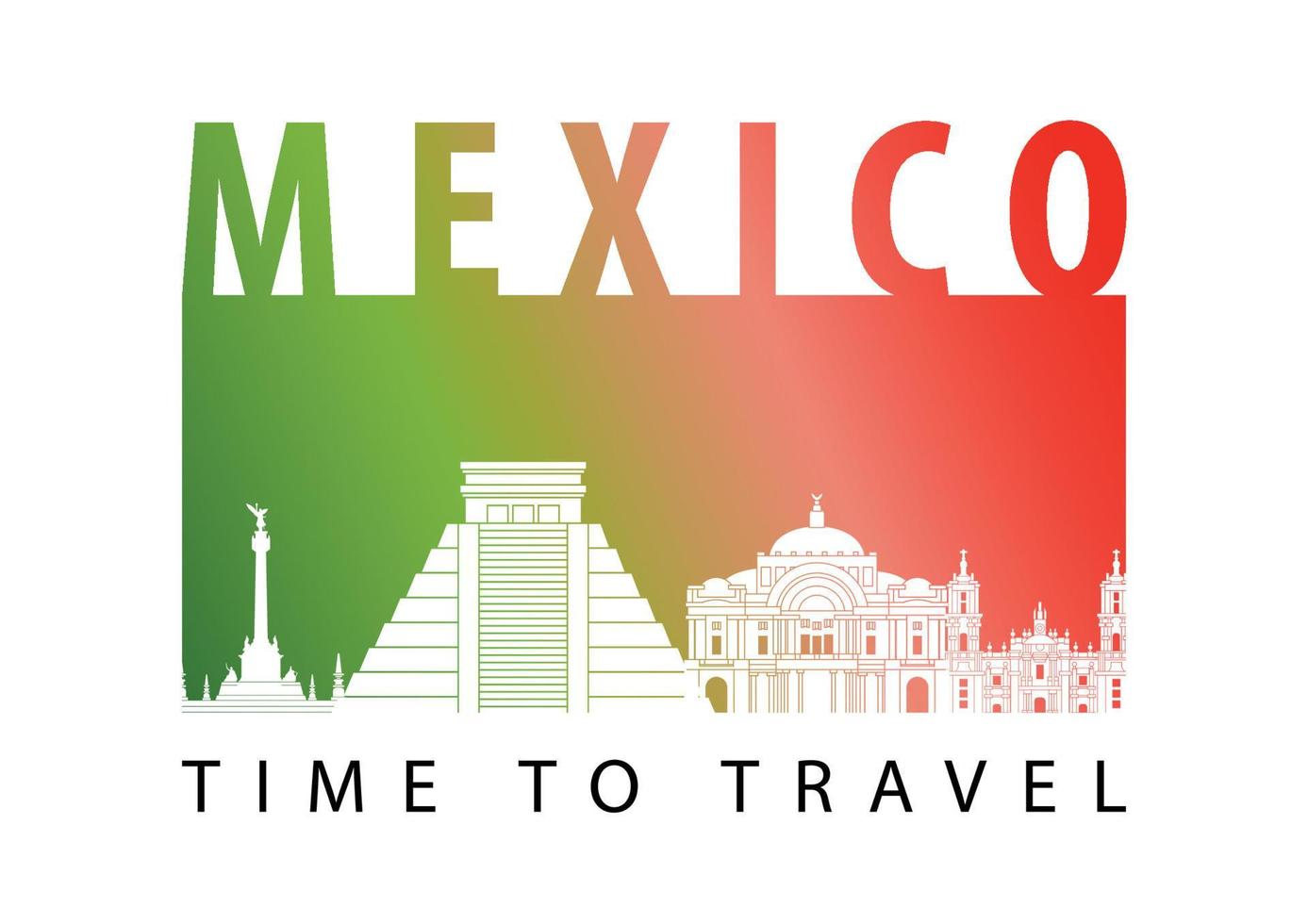 Mexico famous landmark silhouette style,vector illustration vector