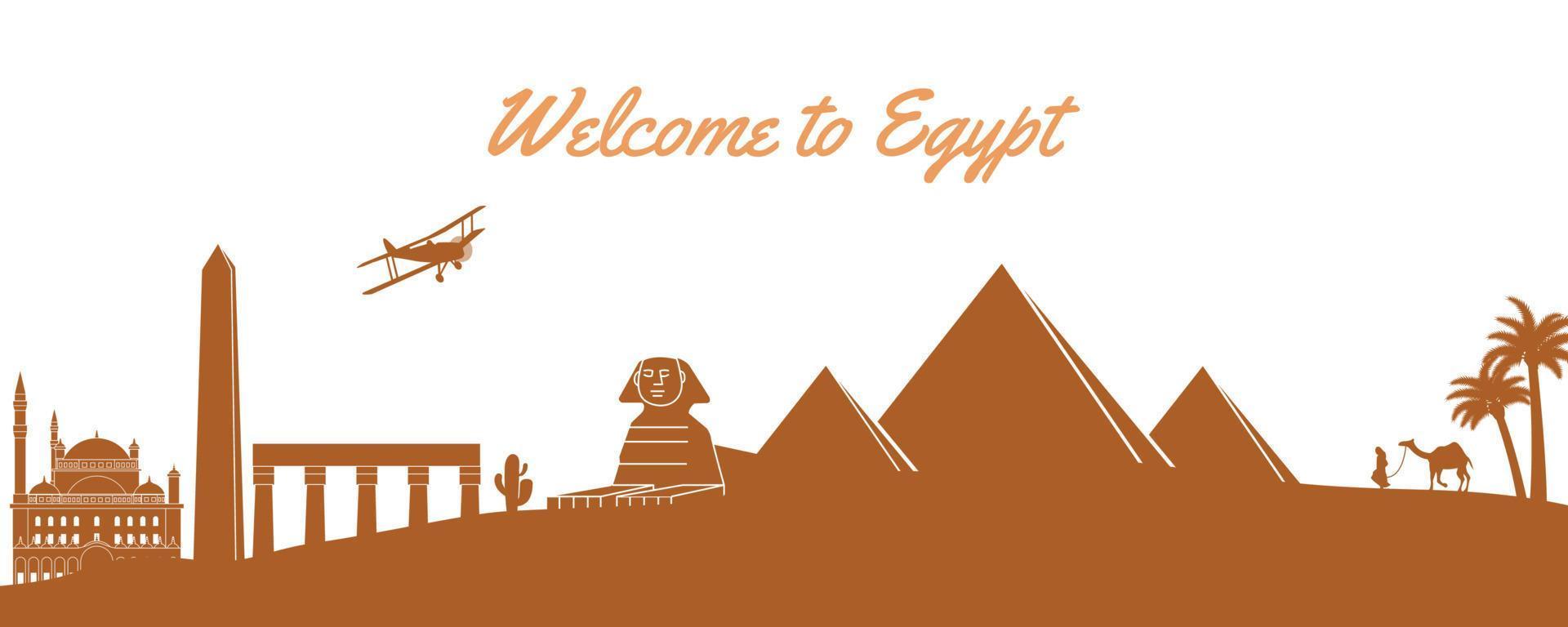 famoso monumento de egipto, destino de viaje, diseño de silueta, diseño clásico vector