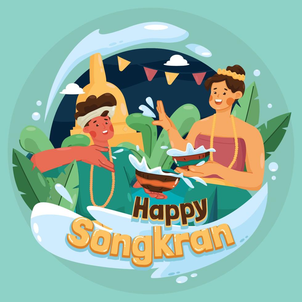 feliz dia de songkran vector