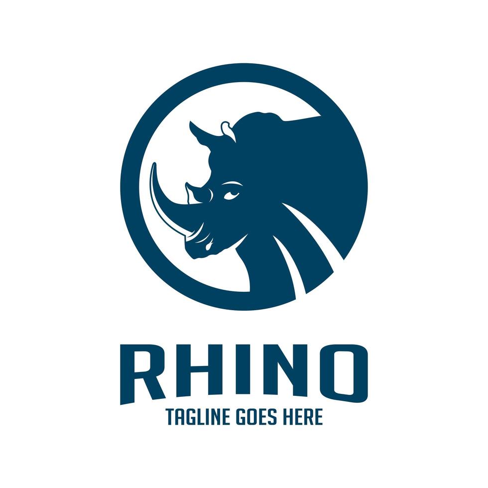 rhinoceros head logo design in a circle vector