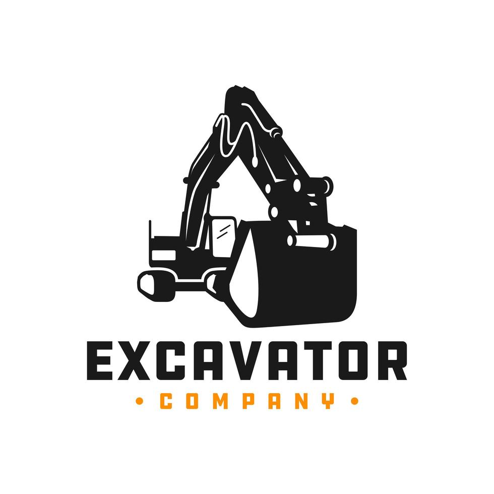 Excavator mining equipment logo vector