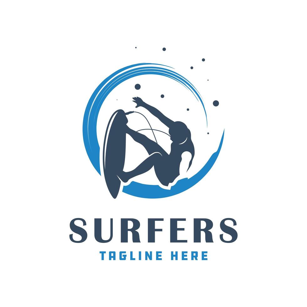 modern surfing people logo vector