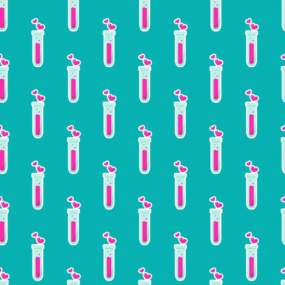 Test tube love fluid reaction laboratory bottle science romantic love pattern vector