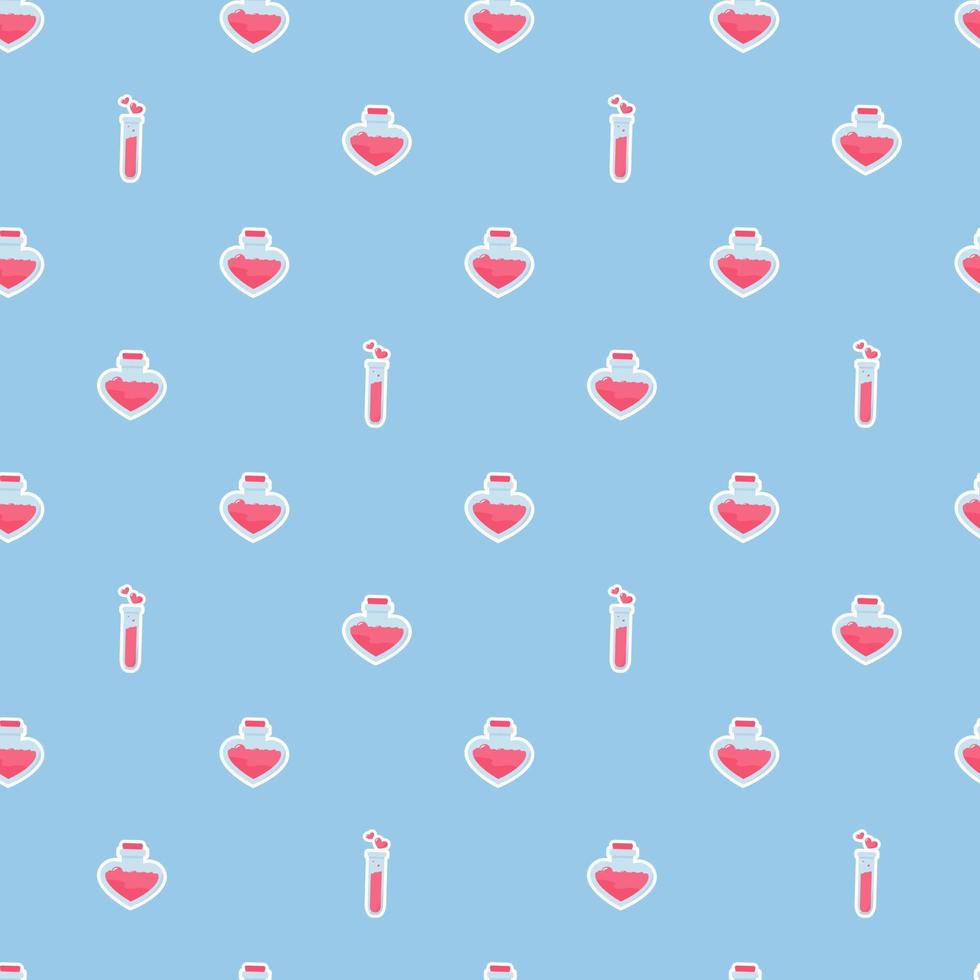 Love chemistry, elixir, potion seamless pattern vector