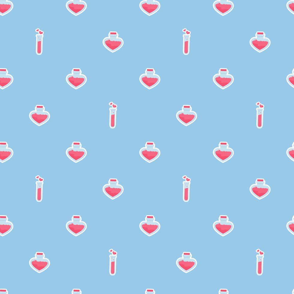 Love chemistry, elixir, potion seamless pattern vector