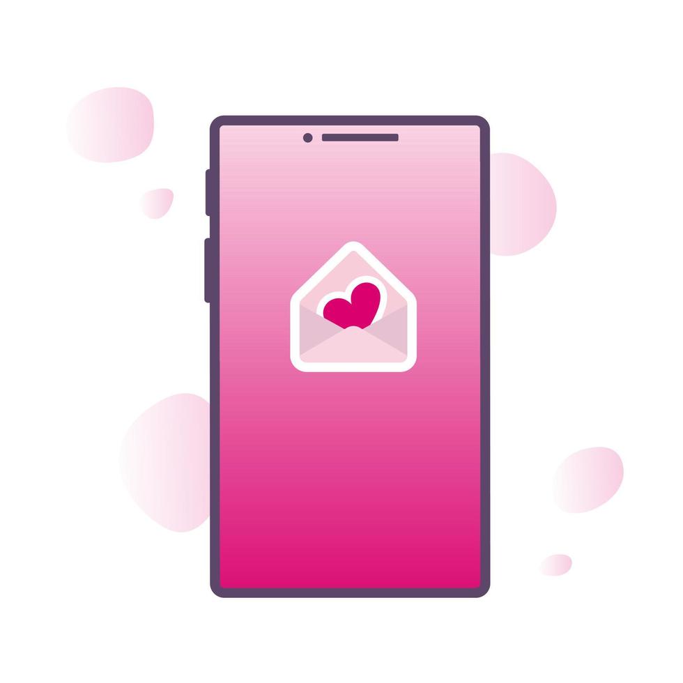 enviando el concepto de mensaje de amor. sitios web, banners, diseño de infografías. conjunto de teléfonos móviles con mensaje, icono de signo de vector de corazón. conjunto de ilustraciones de dibujos animados planos vectoriales para el día de san valentín.