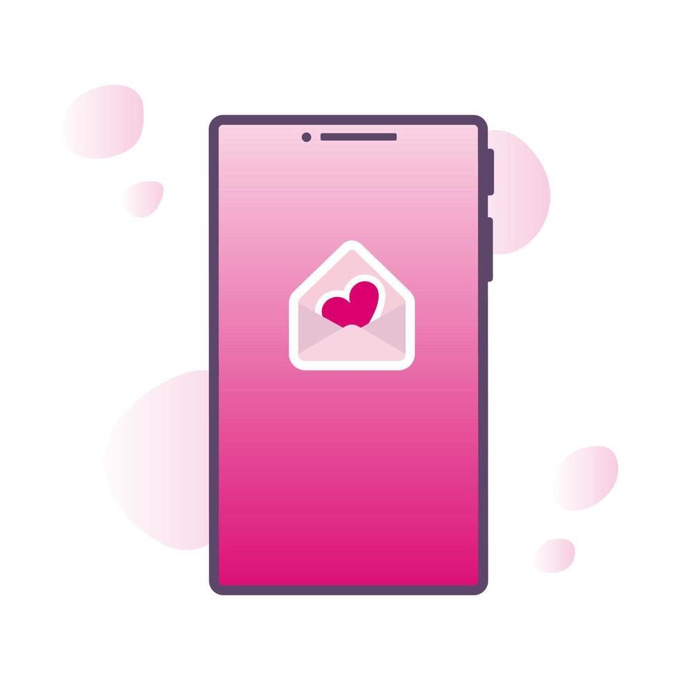 enviando el concepto de mensaje de amor. sitios web, banners, diseño de infografías. conjunto de teléfonos móviles con mensaje, icono de signo de vector de corazón. conjunto de ilustraciones de dibujos animados planos vectoriales para el día de san valentín.