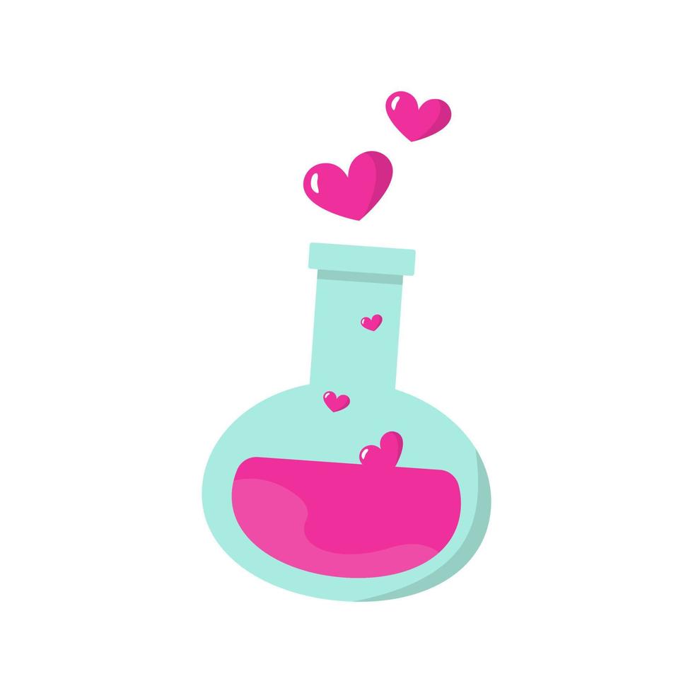 Cute bottle love potion and flask of magic elixir vector