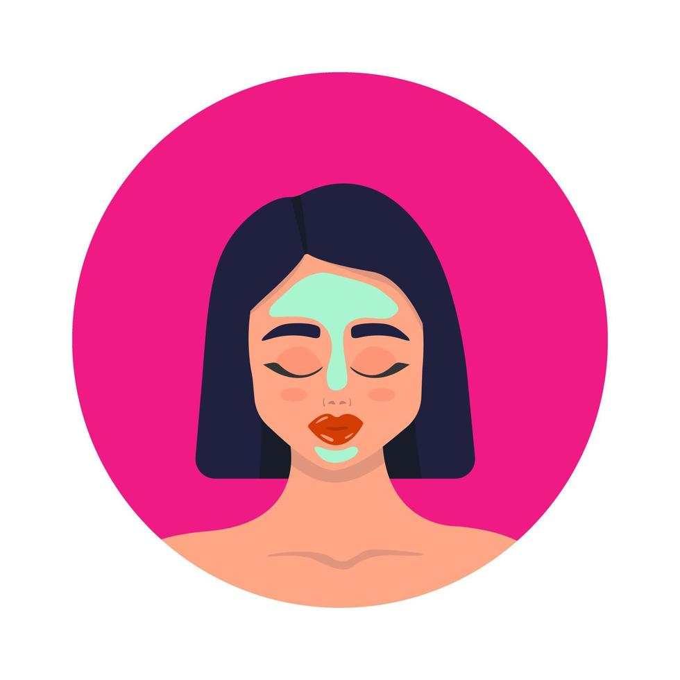 rostros femeninos y mascarillas cosméticas de belleza. vector