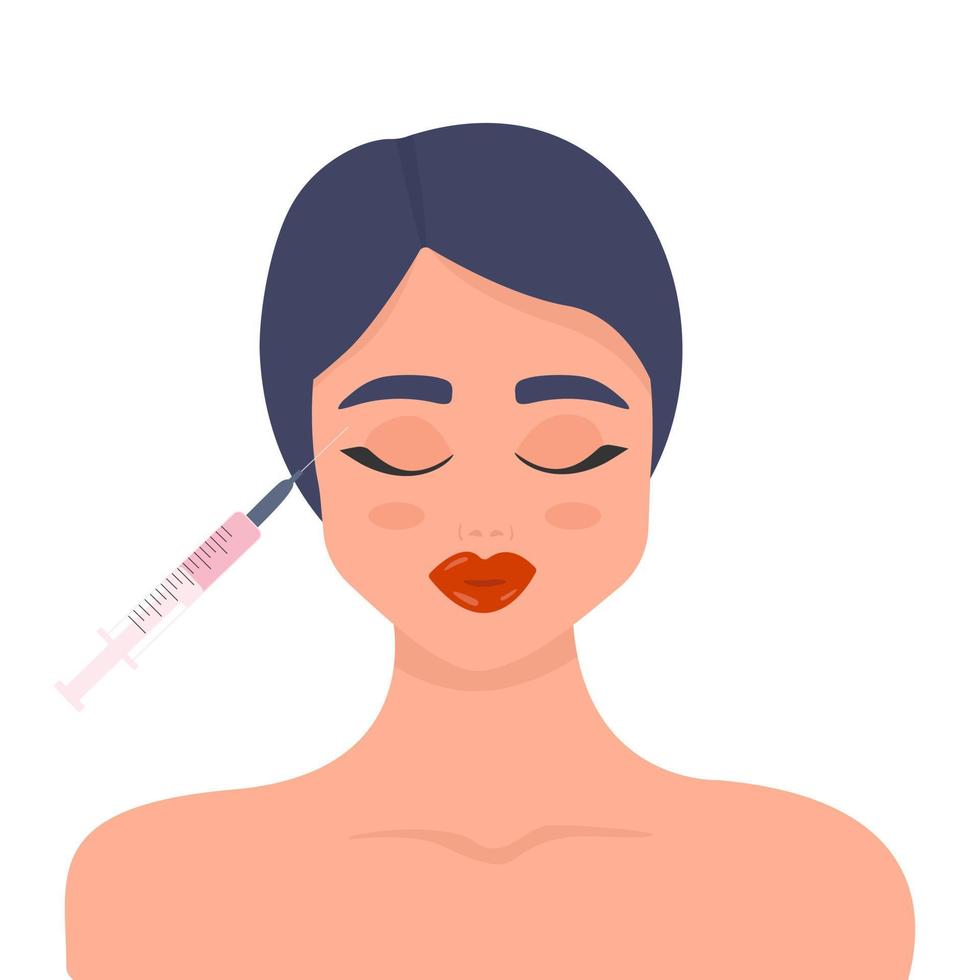 Beauty injection. Lip fillers, hyaluronic acid. vector