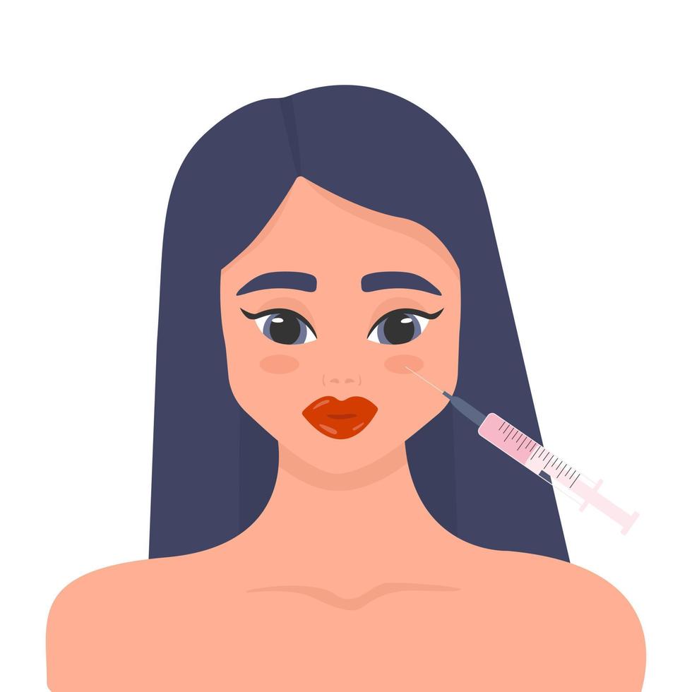 inyección de belleza. rellenos de labios, ácido hialurónico. vector