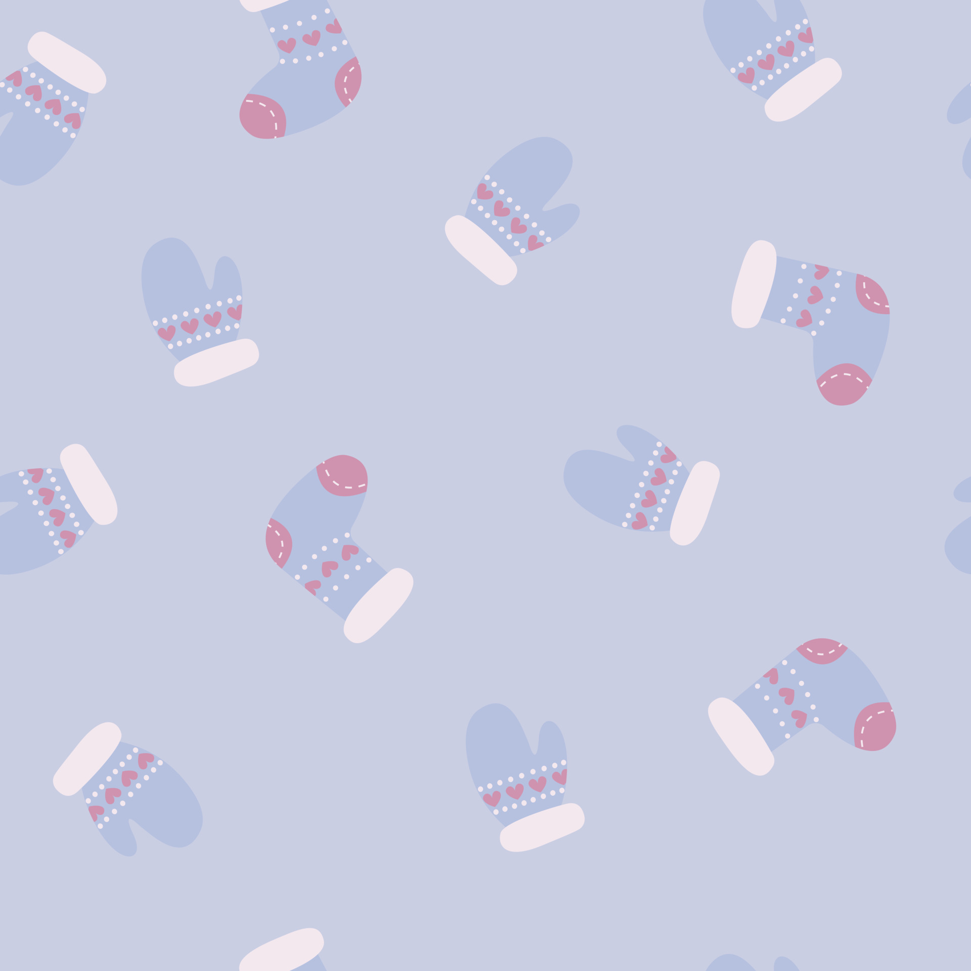 Winter seamless pattern with mittens, New Year and Christmas stocking