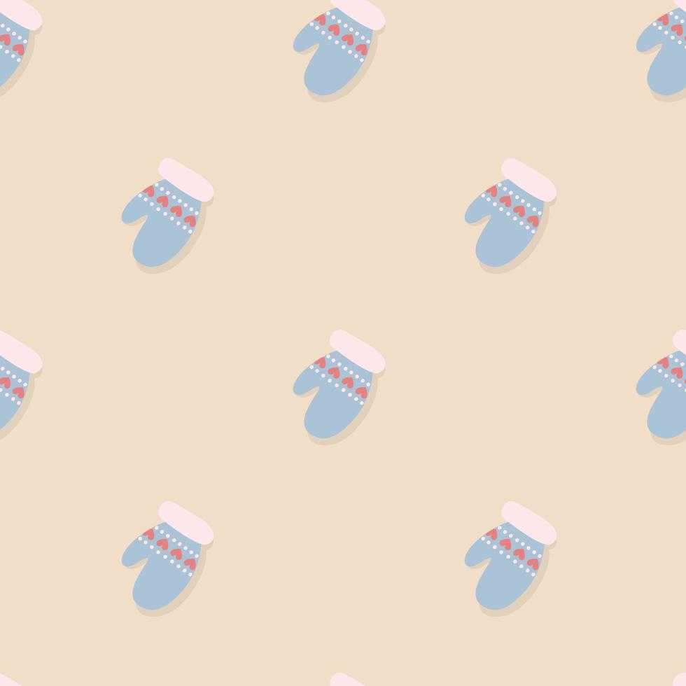 Winter seamless pattern with mittens, Christmas and New Year gloves vector background