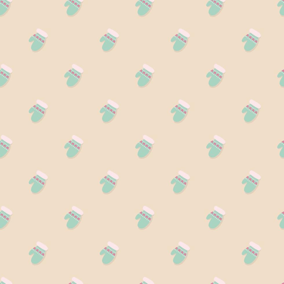 Winter seamless pattern with mittens, Christmas and New Year gloves vector background
