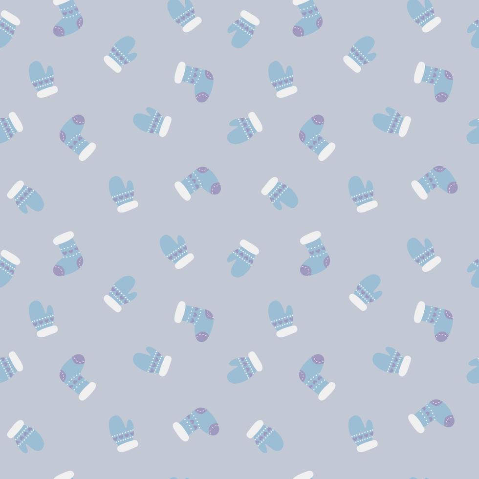Winter seamless pattern with mittens, New Year and Christmas stocking and gloves vector background