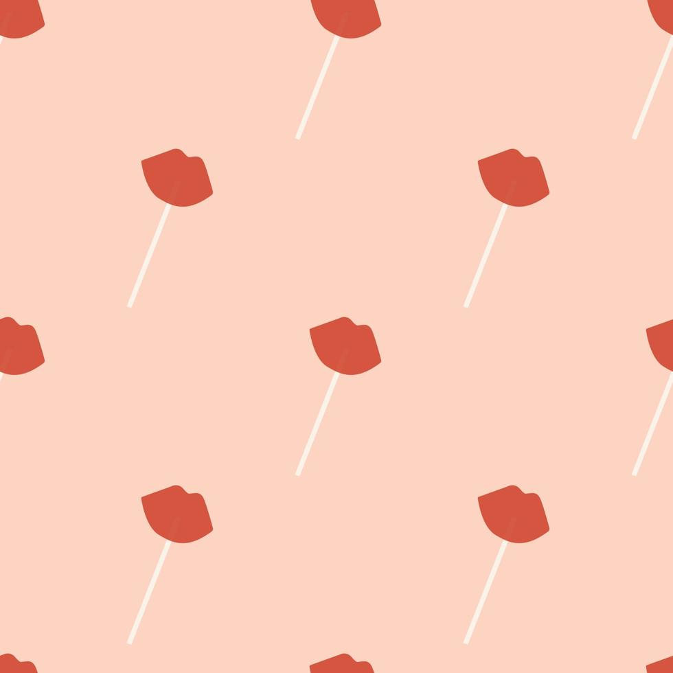 Seamless pattern with lip-shaped lollipops vector