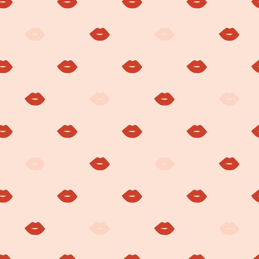 Vector seamless pattern with red female lips