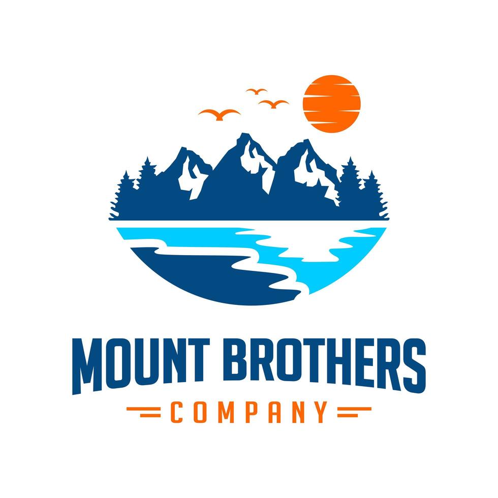 mountain landscape emblem logo design vector