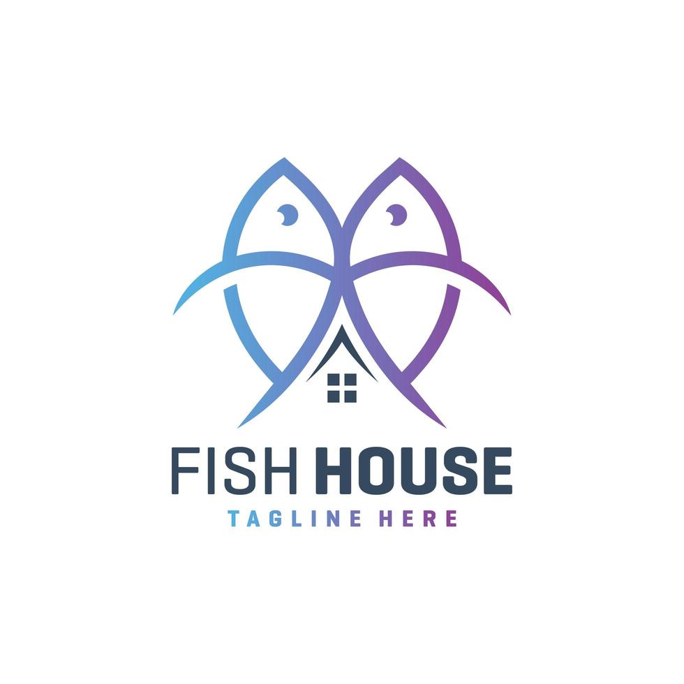 outline fish and house logo vector