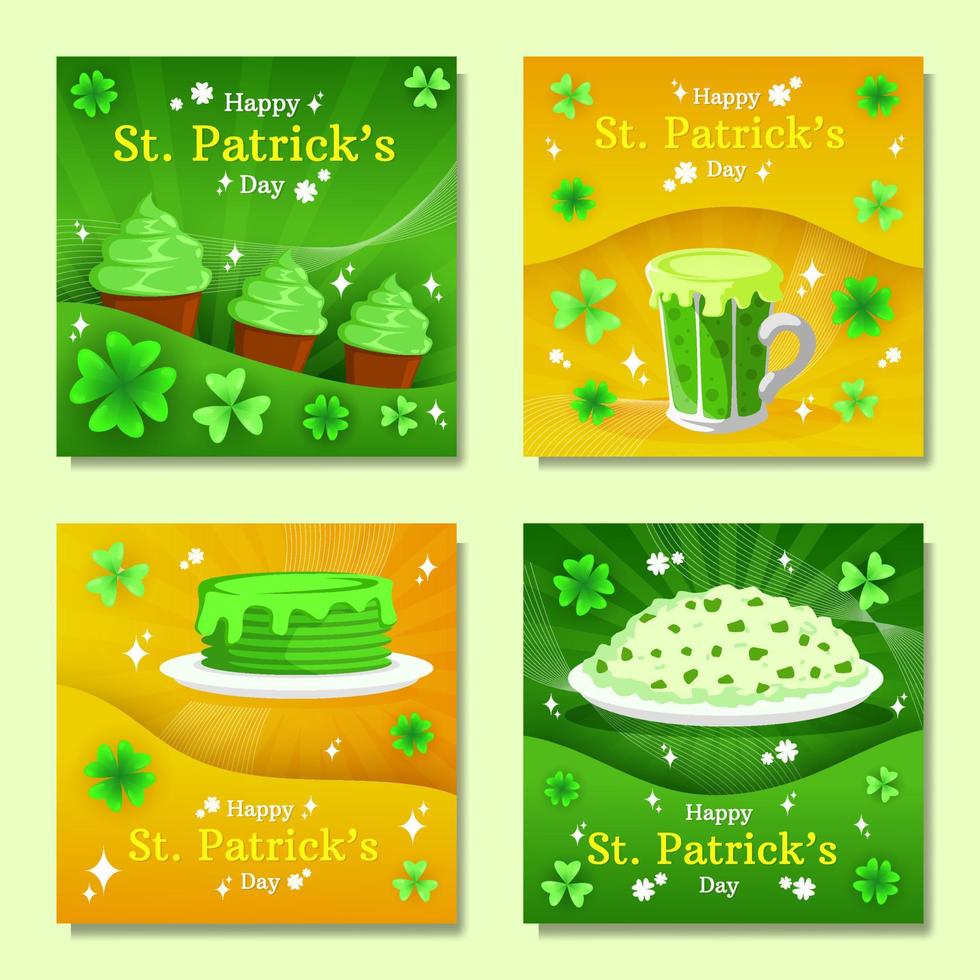 publicación de redes sociales de comida del día de san patricio vector