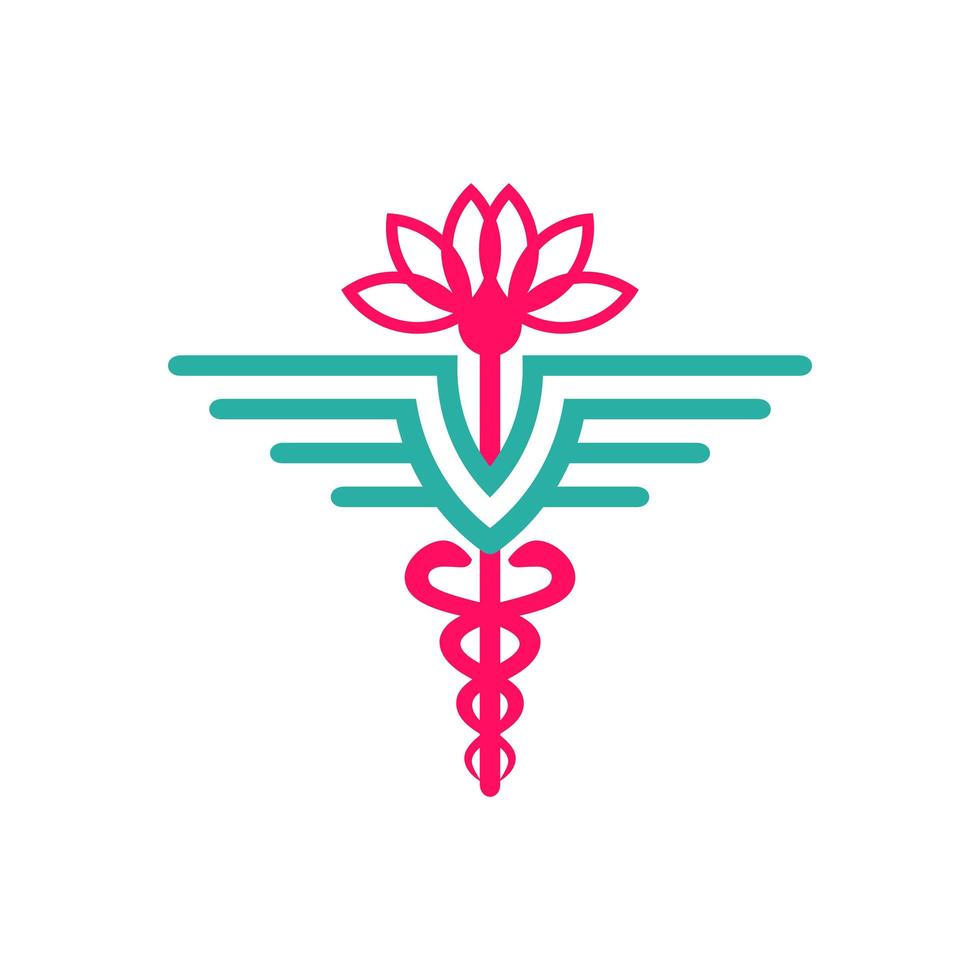 diseño de logotipo de símbolo de salud y flor de loto vector