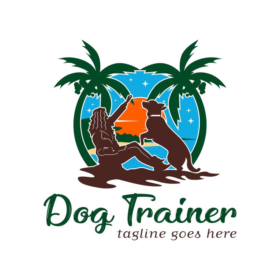 dog training logo design template vector