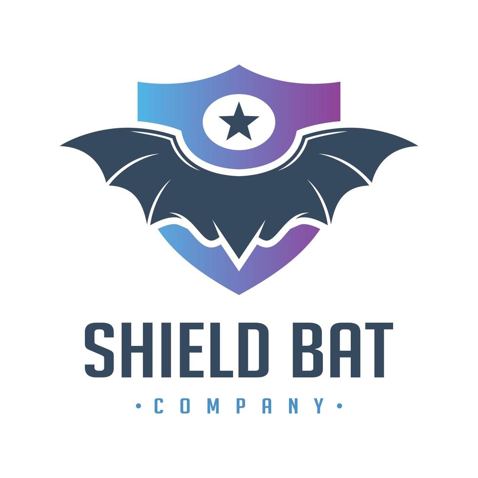 wild bat shield logo design vector