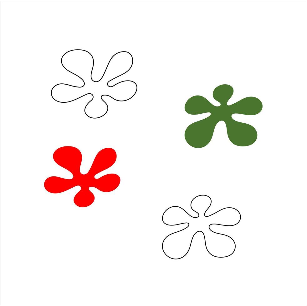 blob flower leaf black and white vector design