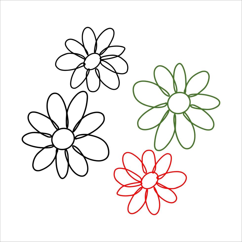 vector simple flower design sketch pen