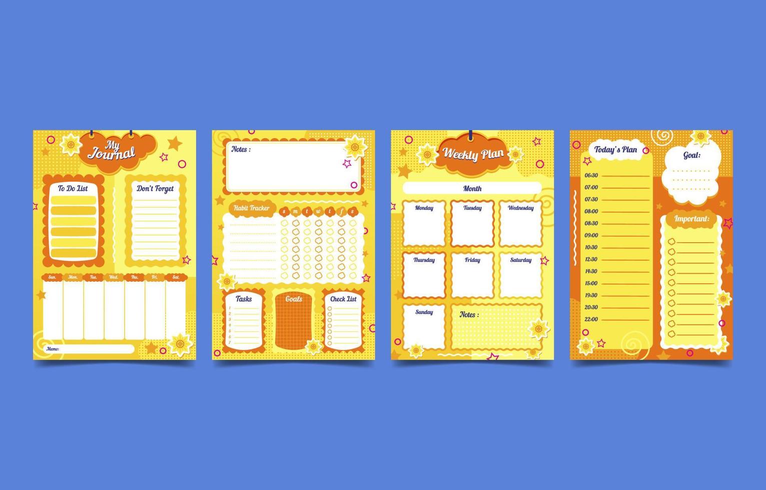 Yellow Cute Journal Templates vector