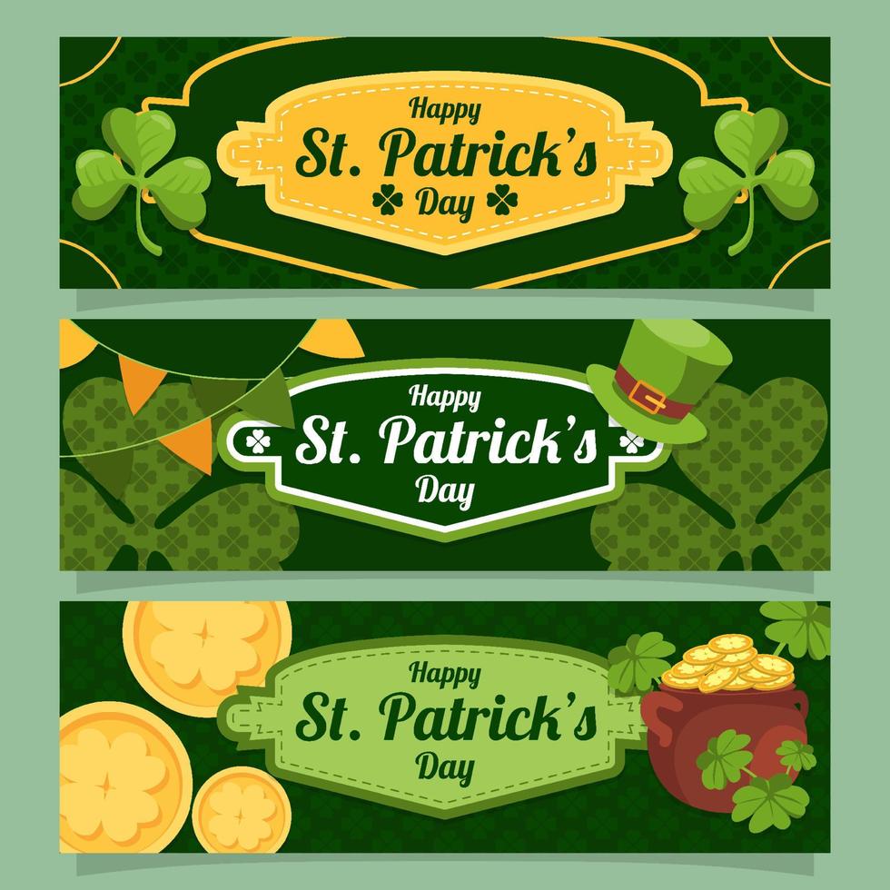 Happy St.Patrick's Day Horizontal Banner Set vector