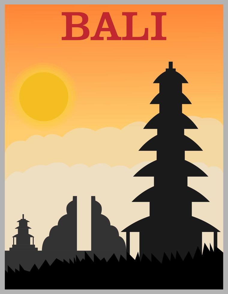 Illustration vector design of retro and vintage poster of Bali