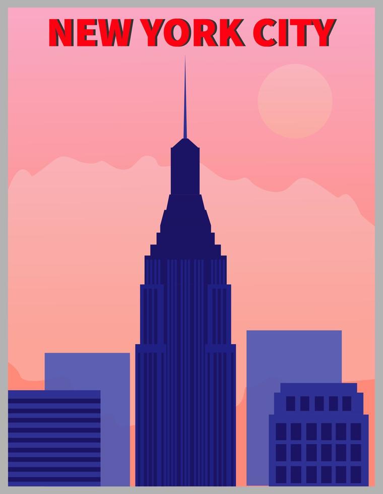 Illustration vector design of retro and vintage poster of New York.