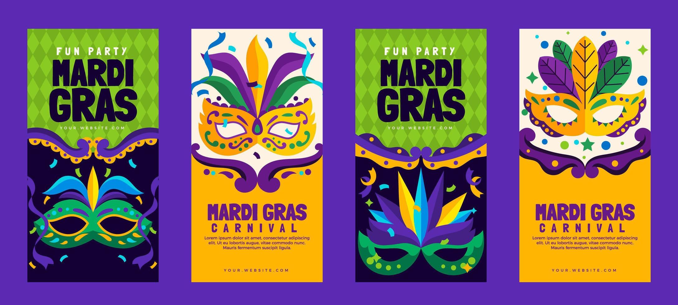 Social Media Story Post for Mardi Gras Carnival vector