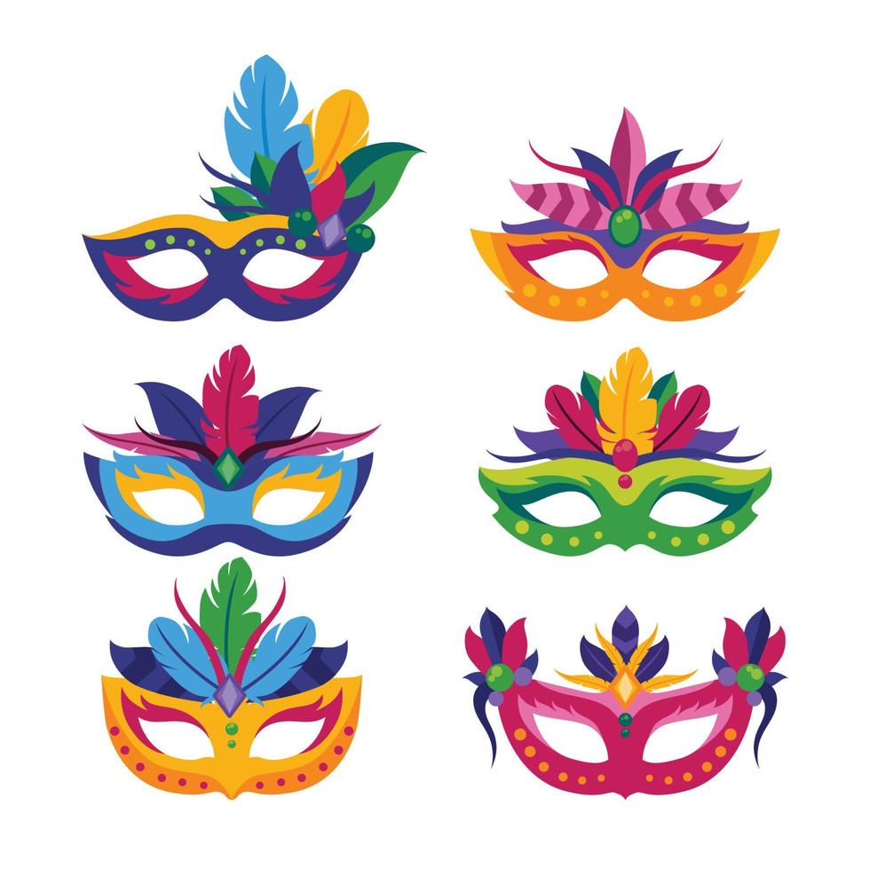 colección de máscaras de mardi gras vector
