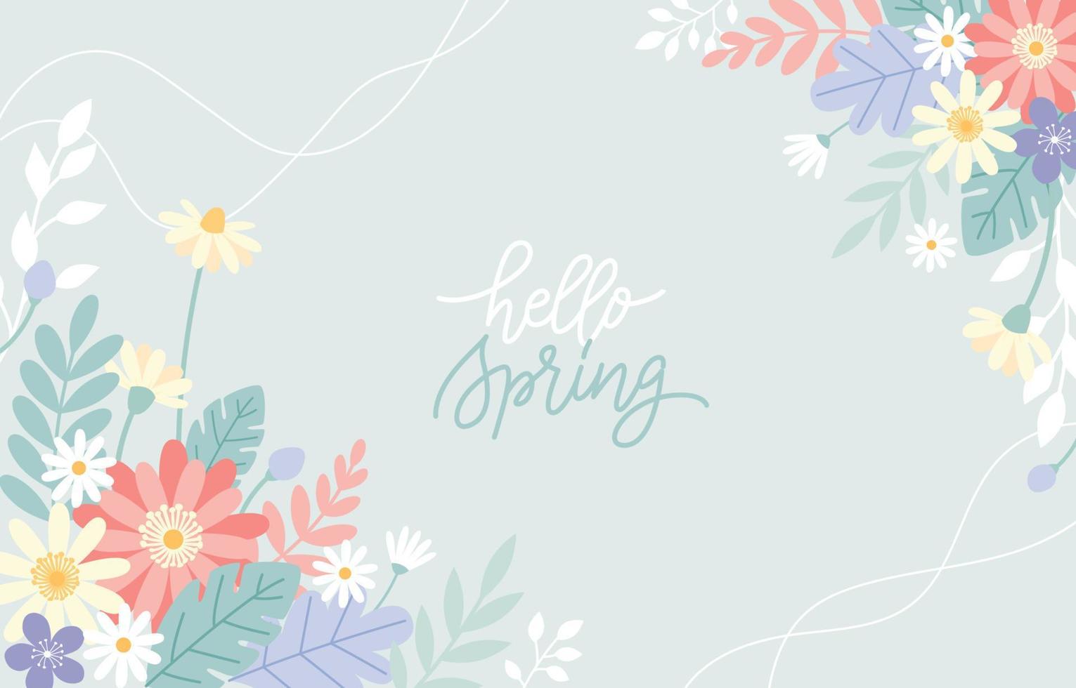 Hello Spring Floral Background vector