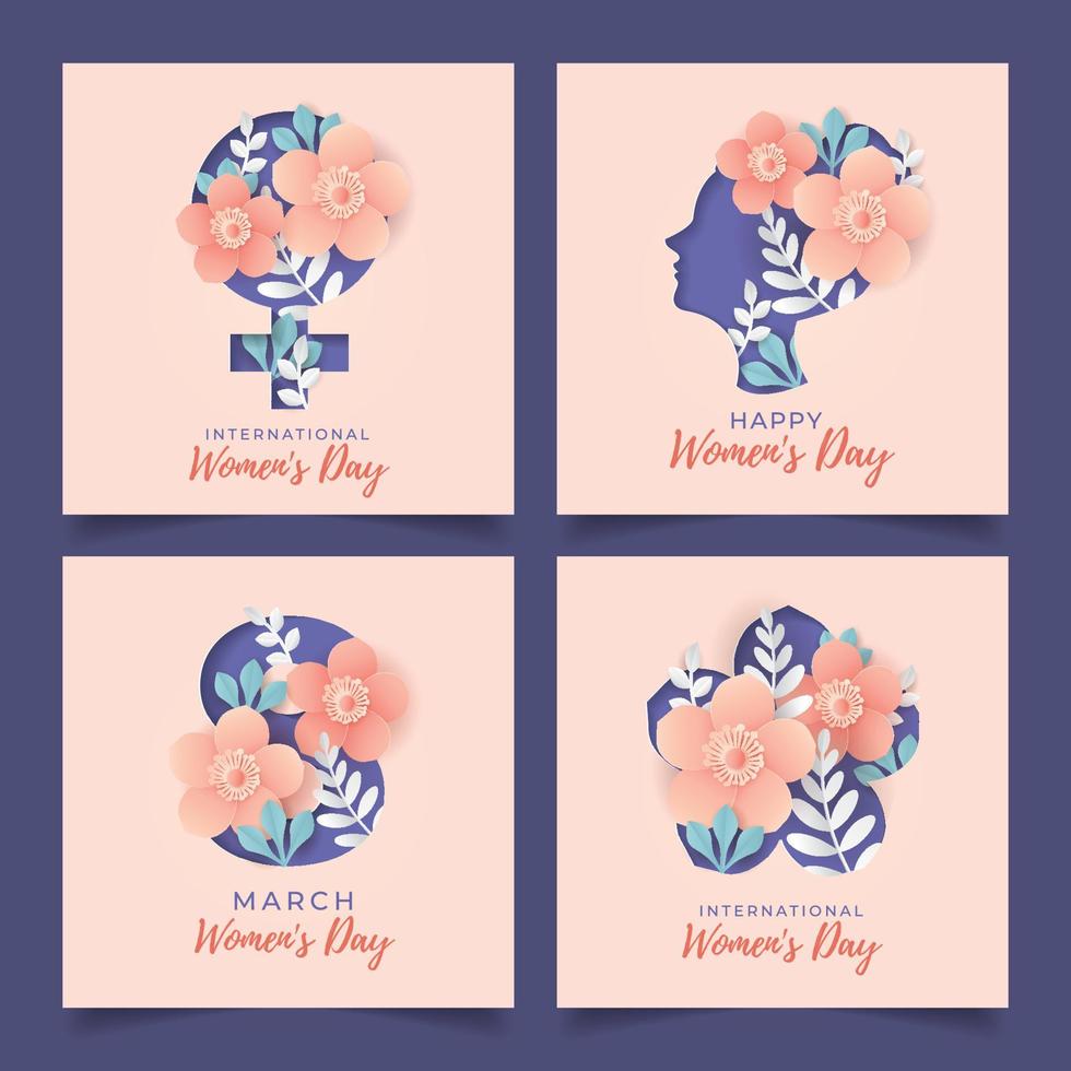 International Women's day Social Media Post with Paper Craft Style vector