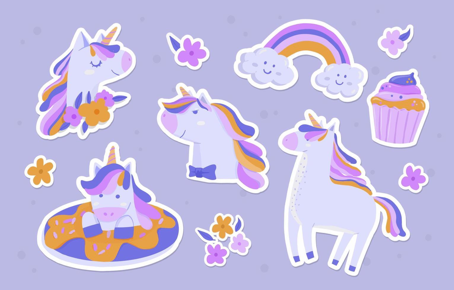 Unicorn Sticker Collection vector