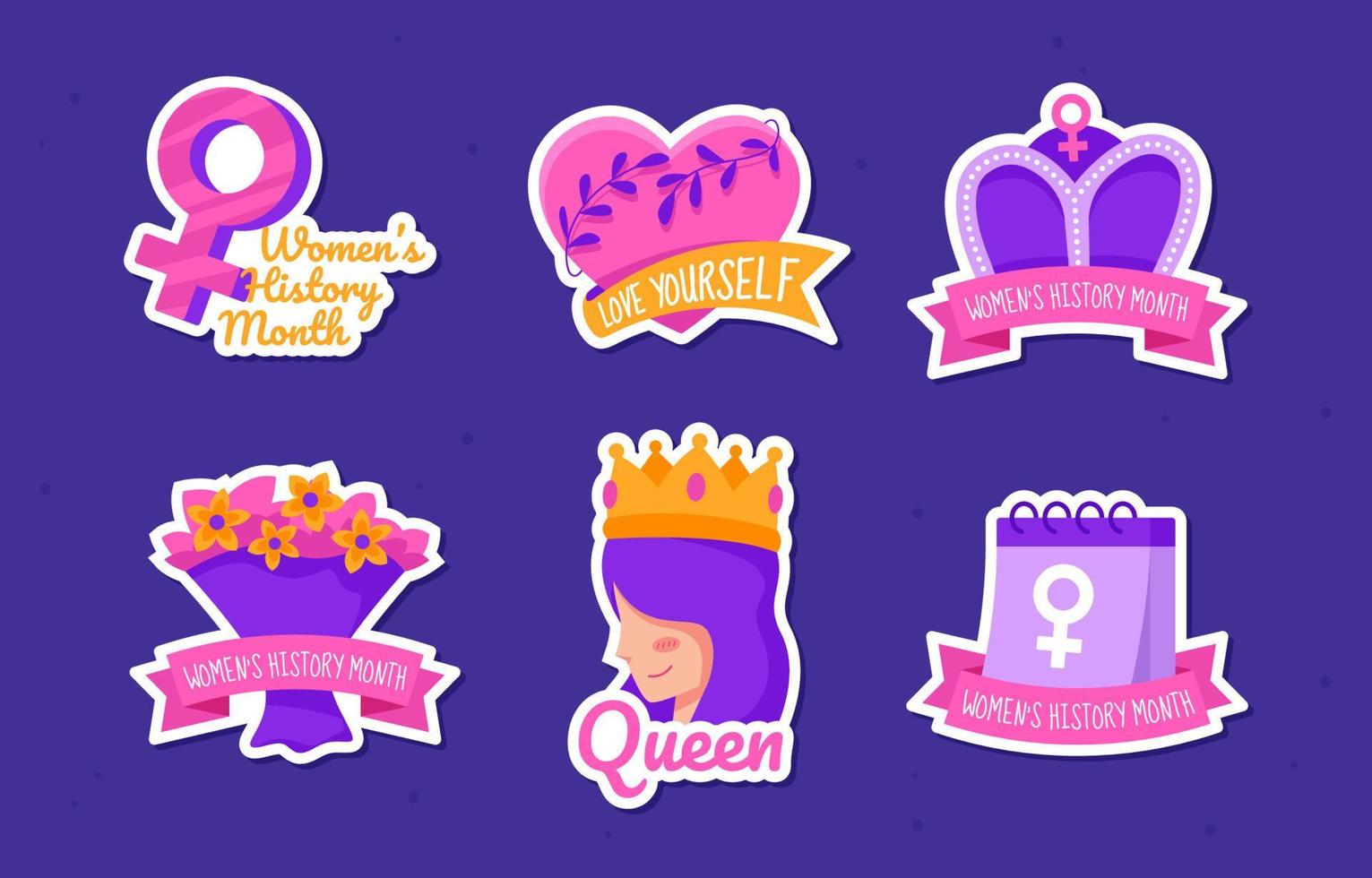 Women History Sticker Collection vector