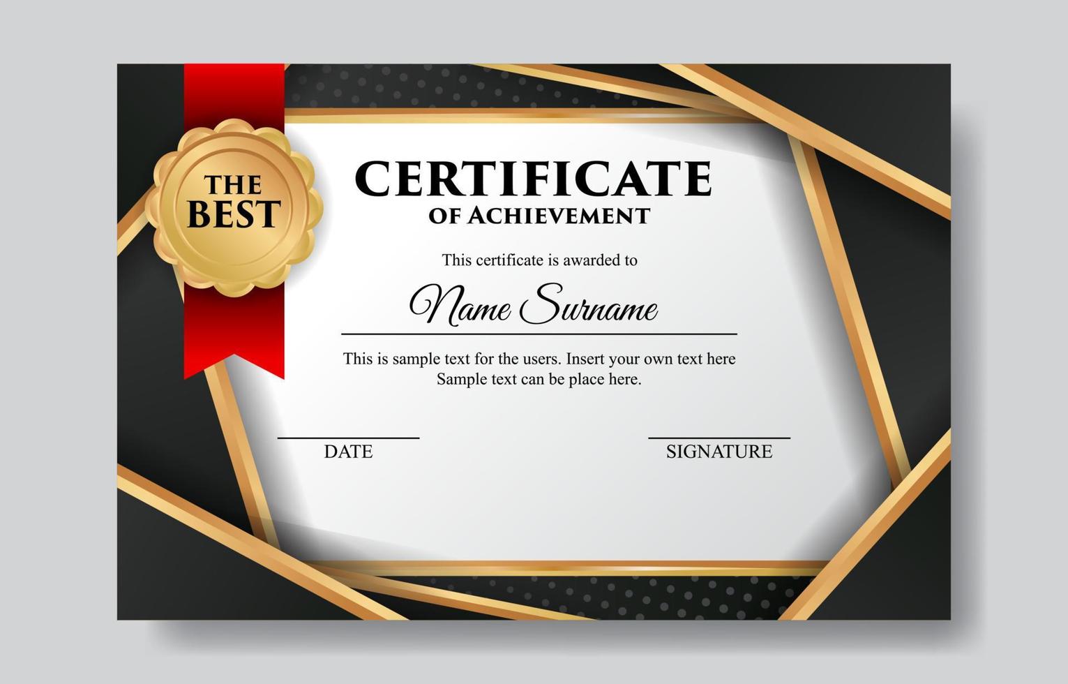 Certificate of Achievement Template with Gold Stamp vector