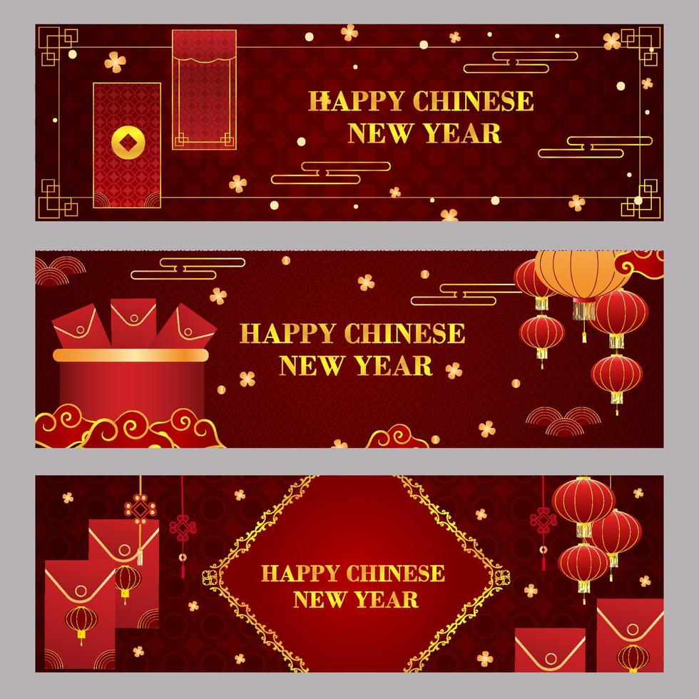 banner de bolsillo rojo del año nuevo chino vector