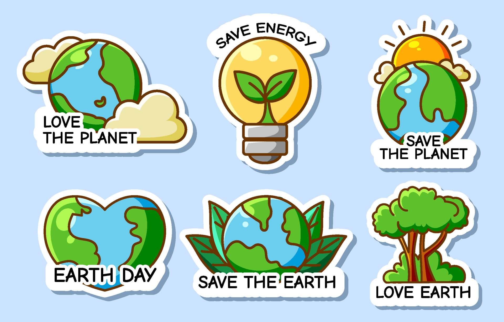 Earth Day Sticker Collection 4983620 Vector Art at Vecteezy